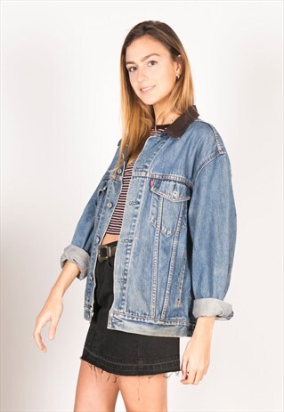VINTAGE 80S LEVIS CONTRAST COLLAR DENIM JACKET /AVR/ R722