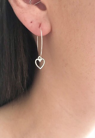HEART HOOP EARRINGS, HOOP EARRINGS, DAINTY EARRINGS, HEARTS