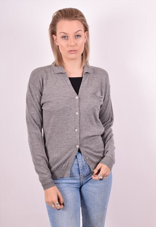 CALVIN KLEIN WOMENS VINTAGE CARDIGAN SWEATER XS GREY 90S