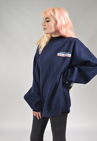 RETRO NAVY BLUE GRAND NATIONAL MOTOR SHOW SWEATER