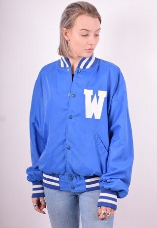 WOMENS VINTAGE BOMBER JACKET LARGE BLUE 90'S