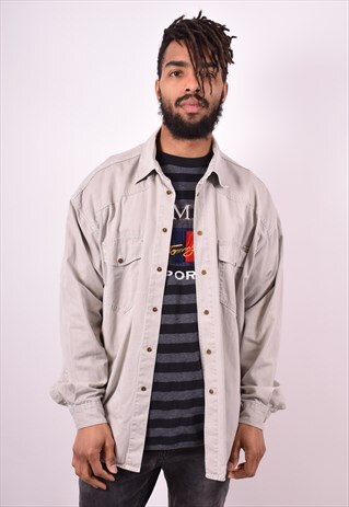 MUSTANG MENS VINTAGE DENIM SHIRT XXL GREY 90'S