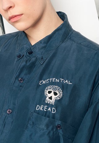 REWORKED EXISTENTIAL DREAD EMBROIDERED SILK SHIRT