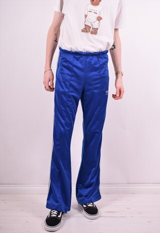 ADIDAS MENS VINTAGE TRACKSUIT TROUSERS W32 L34 BLUE 90'S