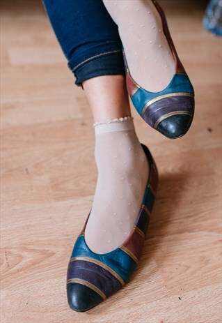 VINTAGE 80S CANDY STRIPE FUNKY FLATS