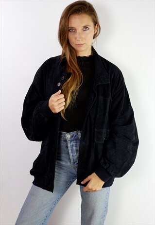VINTAGE SUEDE JACKET DARK BLUE