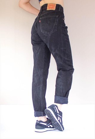 VINTAGE BLACK HIGH RISE 501 LEVI JEANS
