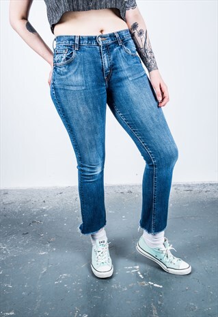 VINTAGE HIGH-WAISTED BLUE 515 LEVI'S PAINT MOM JEANS