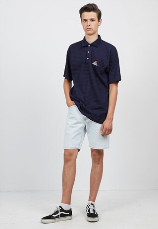 VINTAGE NAVY ADIDAS SHORT SLEEVE POLO SHIRT TOP