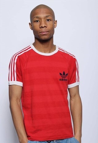 VINTAGE ADIDAS BIG SPELL OUT LOGO T-SHIRT RED