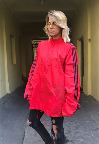 VINTAGE 90' OLDSCHOOL CLASSIC UNISEX RED ADIDAS JACKET