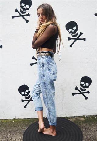 FRESH HIGH WAIST STONE WASH JEANS