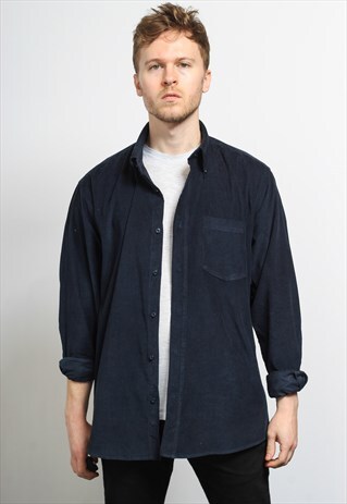 VINTAGE CORDUROY CORD SHIRT BLUE