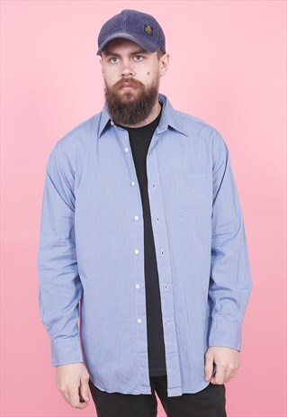 VINTAGE POLO RALPH LAUREN BLUE SHIRT /R8296