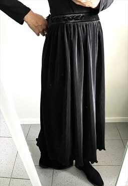 Adjustable 90s Pleated Full Maxi Boho Chic Skirt L XL