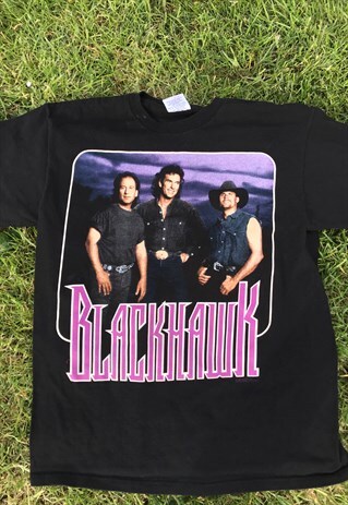 VINTAGE BLACK HAWK CONCERT SOFT COTTON LOGO TOP