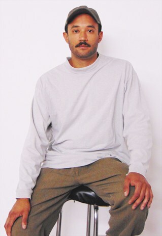 90S MINIMALIST WELL WORN MOCK TURTLE NECK GREY TEE LARGE