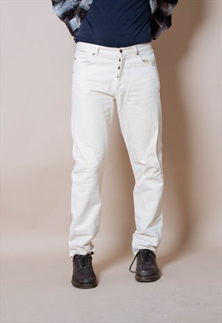 Vintage 90s Arivex USA Straight Fit Jeans in Cream W34/36
