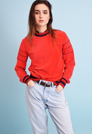 80'S RETRO SPORTS VELVETEEN SWEATSHIRT JUMPER TOP