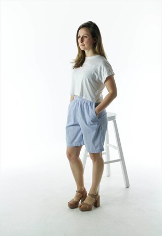 STRIPPED NAUTICAL SHORTS / HIGH WAISTED PLEATED SHORTS