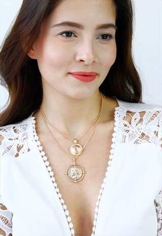 GOLD COIN MULTI LAYER CHAIN NECKLACE