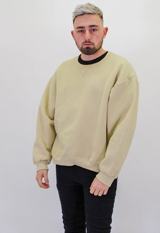 VINTAGE RUSSELL ATHLETIC SWEATER JUMPER IN YELLOW L