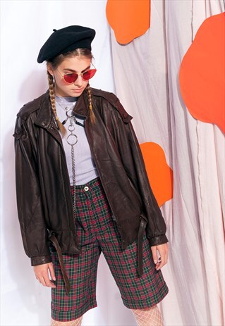VINTAGE LEATHER JACKET 80S GRUNGE PUNK COAT