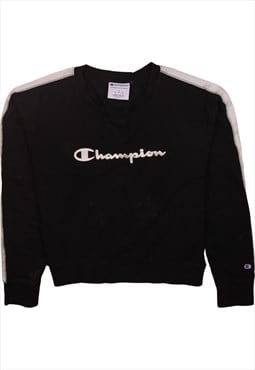 Vintage 90's Champion Sweatshirt Spellout Crew Neck Black