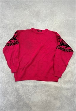 Vintage Knitted Jumper Dragon Patterned Knit Sweater