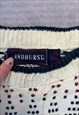 VINTAGE KNITTED JUMPER ABSTRACT PATTERNED GRANDAD SWEATER