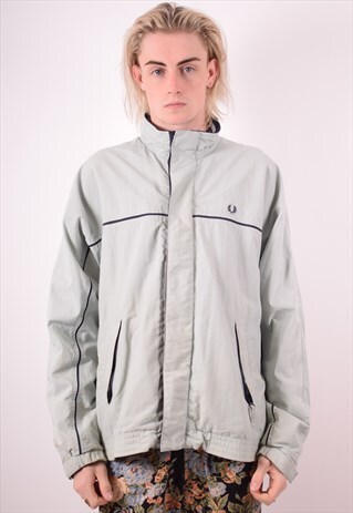 FRED PERRY MENS VINTAGE JACKET LARGE GREY 90S