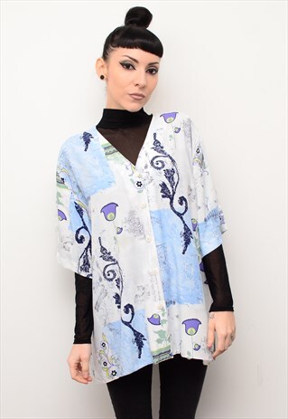 VINTAGE 90'S INDIE FLORAL PATTERNED OVERSIZED SHIRT