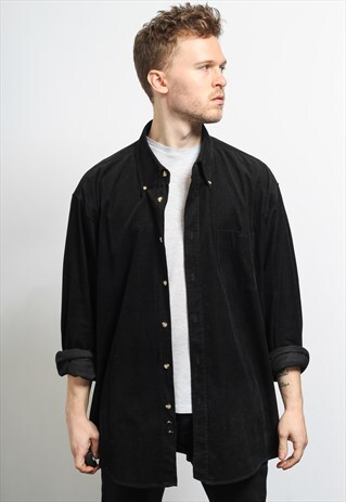 VINTAGE CORDUROY CORD SHIRT BLACK