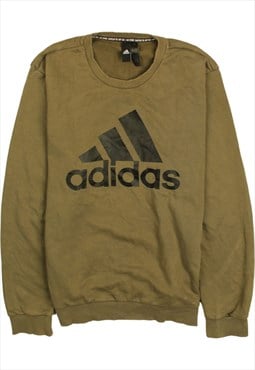 Vintage 90's Adidas Sweatshirt Crew Neck Spellout Khaki