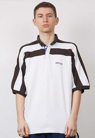 VINTAGE 90'S ADIDAS WHITE POLO T-SHIRT