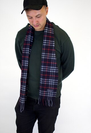 VINTAGE BURBERRY TRADITIONAL LAMBSWOOL CHECKED SCARF