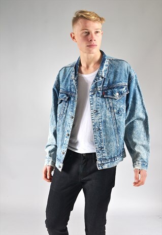 VINTAGE LEVI'S MID BLUE ACID WASH 75532 DENIM JACKET