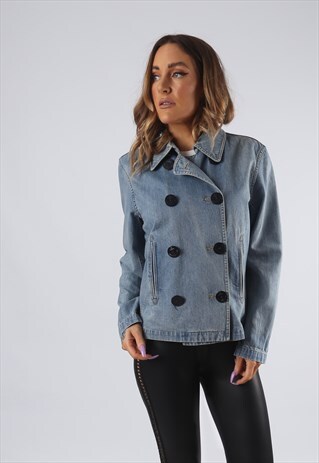 VINTAGE DENIM JACKET LIZ CLAIBORNE UK 10 SMALL (9E1K)