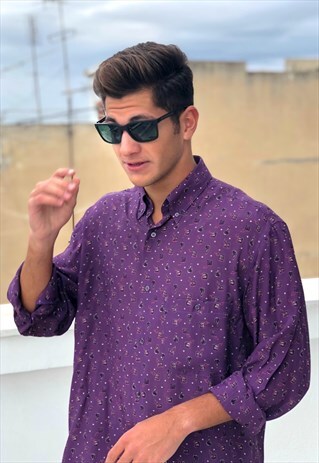 VINTAGE 90'S PUPRLE PRINTED SHIRT