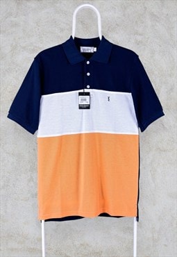 Yves Saint Laurent YSL Polo Shirt Blue Orange Mens Small