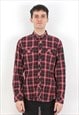 Vintage Mens M Long Sleeved Shirt Plaid Check Lumberjack Top