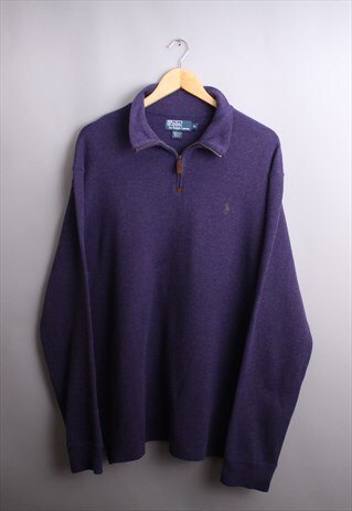 VINTAGE MENS PURPLE RALPH LAUREN QUARTER ZIP JUMPER