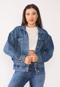Women Oversized Denim Jacket In Blue by Darkly Jeans