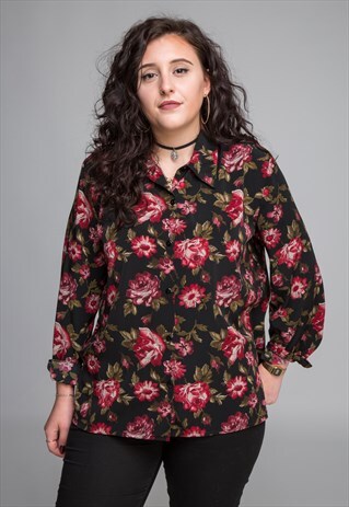 ROSE PRINT VINTAGE BLOUSE