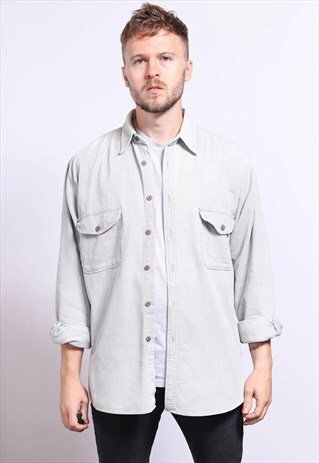 VINTAGE CORDUROY CORD SHIRT GREY
