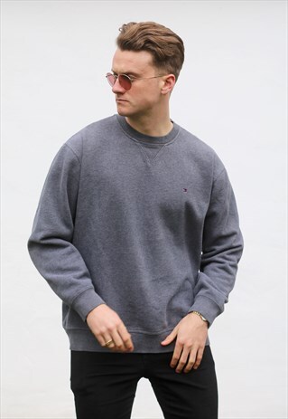 TOMMY HILFIGER USA MINIMALIST ASPHALT GREY SWEATSHIRT