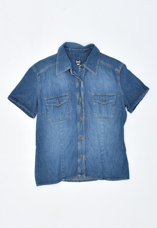 VINTAGE 90'S DOLCE & GABBANA DENIM SHIRT SHORT SLEEVE BLUE