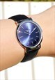 Compact Super Slim Silver Leather Watch