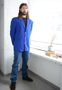 Vintage 80's Royal Blue CLOUDE MONTANA Wool Blazer Jacket