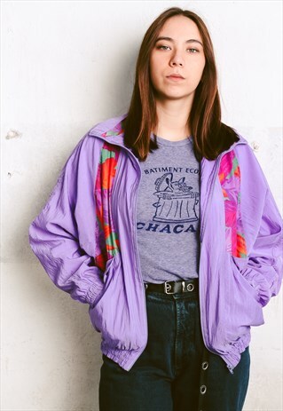 VINTAGE 80S BOTANICAL PRINT WINDBREAKER JACKET
